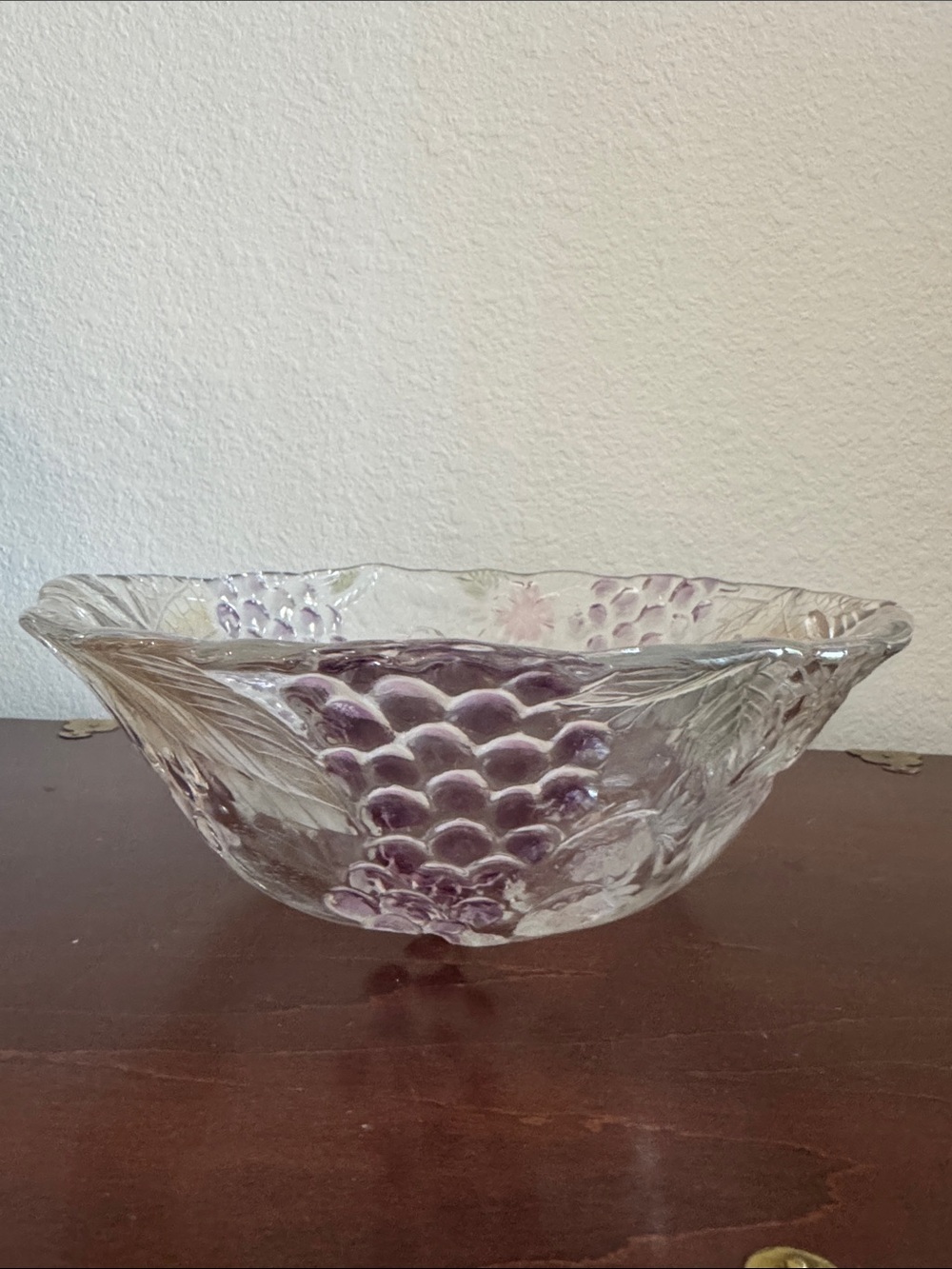 Vintage Studio Nova Crystal “Wild Berries” Decorative Bowl with Purple Grapes